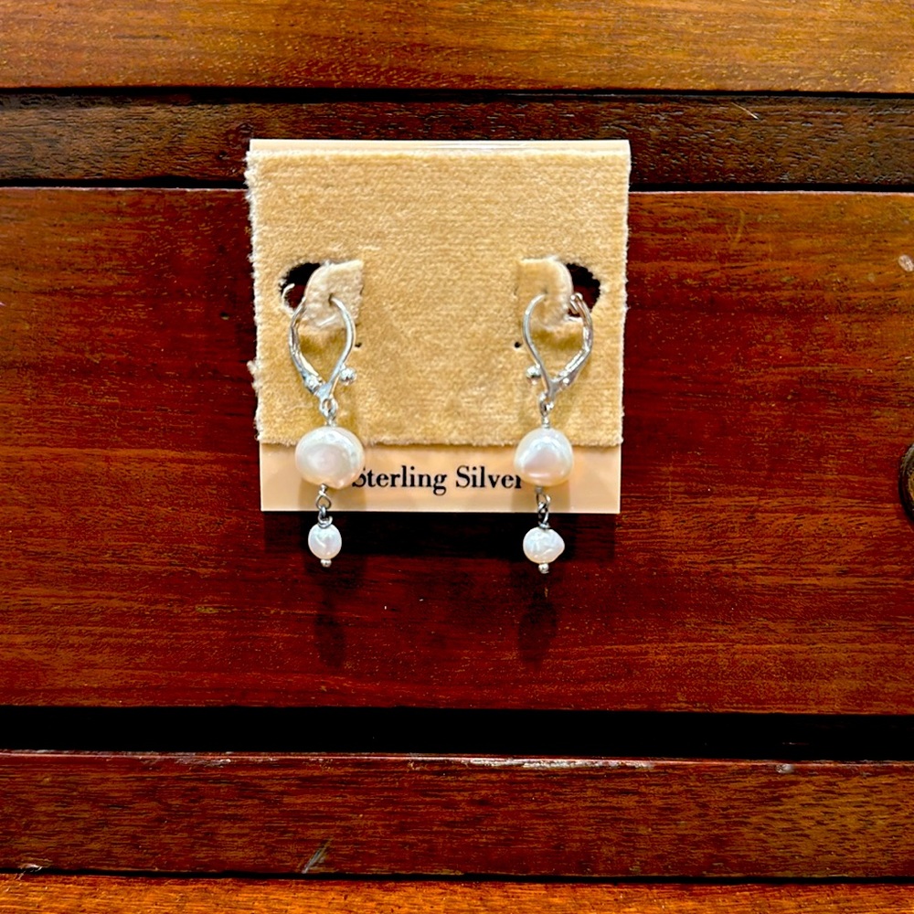 Talbots Sterling Silver Pearl Drop Earrings
